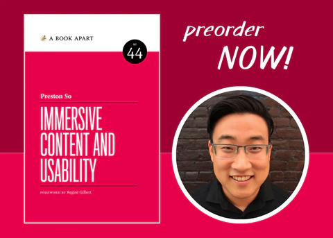 Circular image of Preston So next to the cover of Immersive Content and Usability.