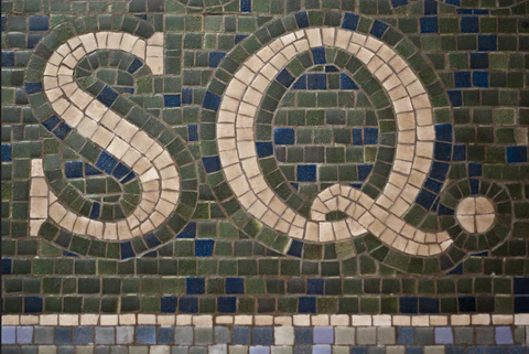 Close up of tile in subway.